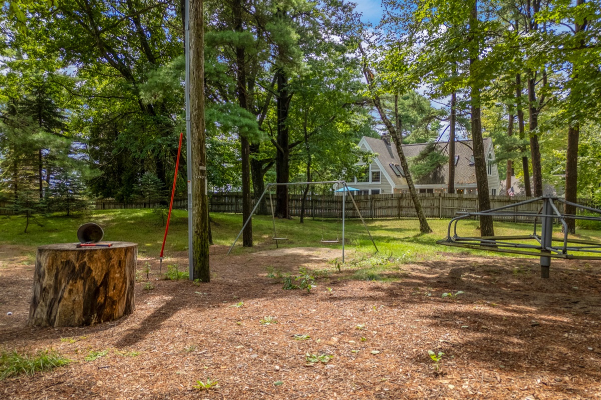 Park play equipment from yester years on site.