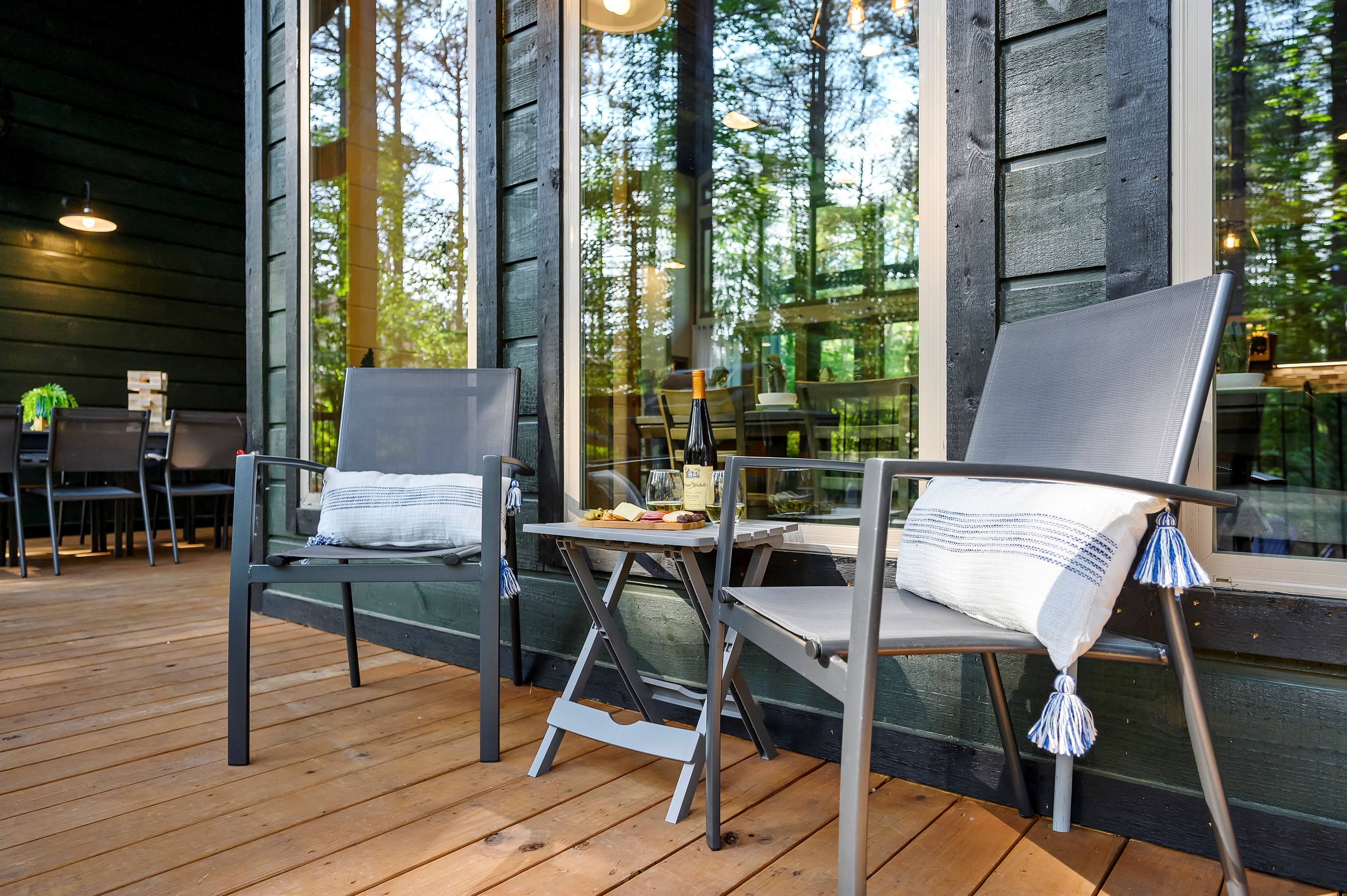 Relaxing outdoor seating surrounded by nature