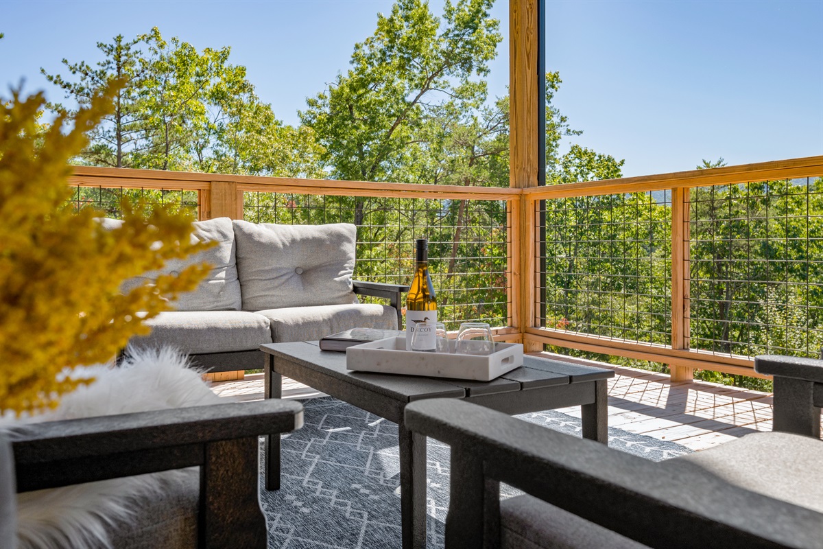 The back deck is relaxing and a great place to enjoy a cup of coffee or glass of wine.