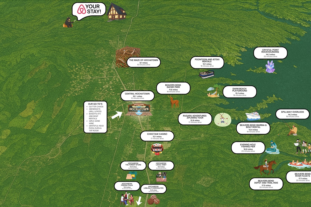 Central to everything you love about Broken Bow—nature, dining, and relaxation all nearby.