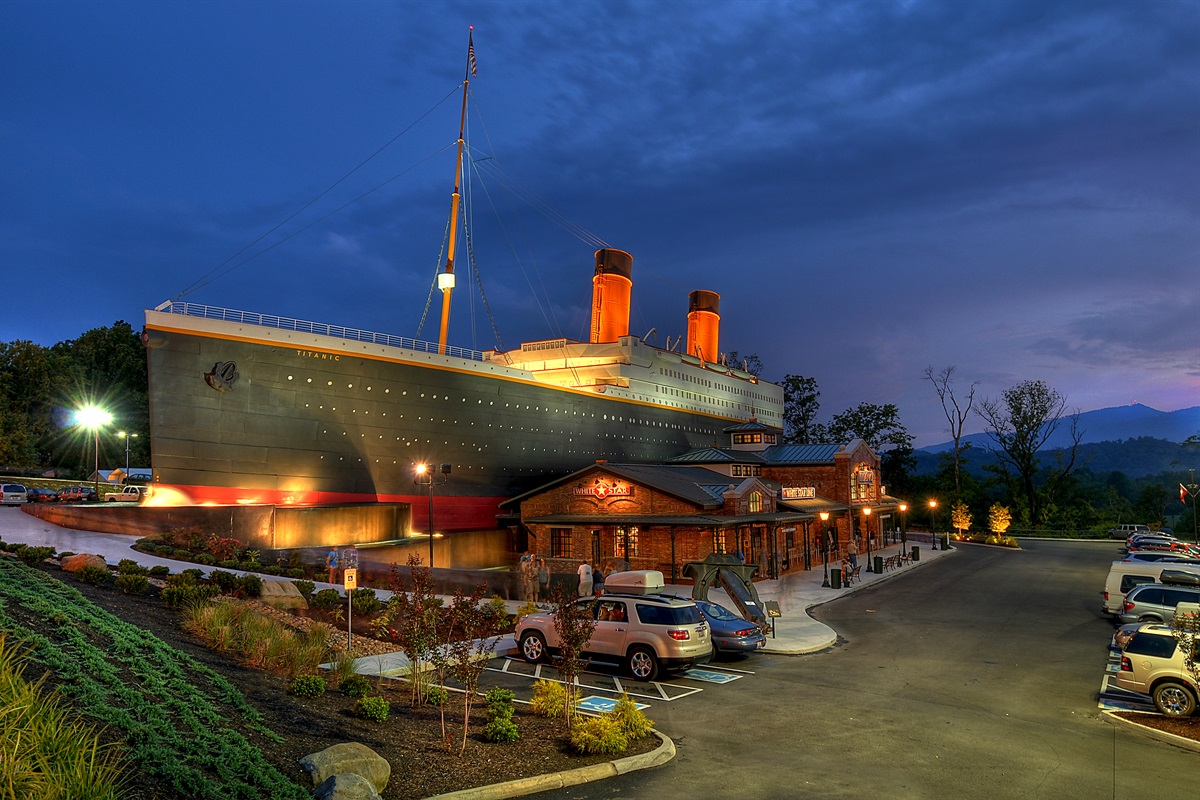 - Famous Titanic Museum Attraction shining bright at dusk in Pigeon Forge   - Explore interactive exhibits just minutes from your mountain cabin   - A must-visit destination for families and history lovers alike