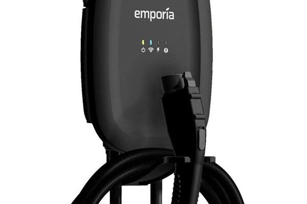 EV Charger in garage with 25ft cable.