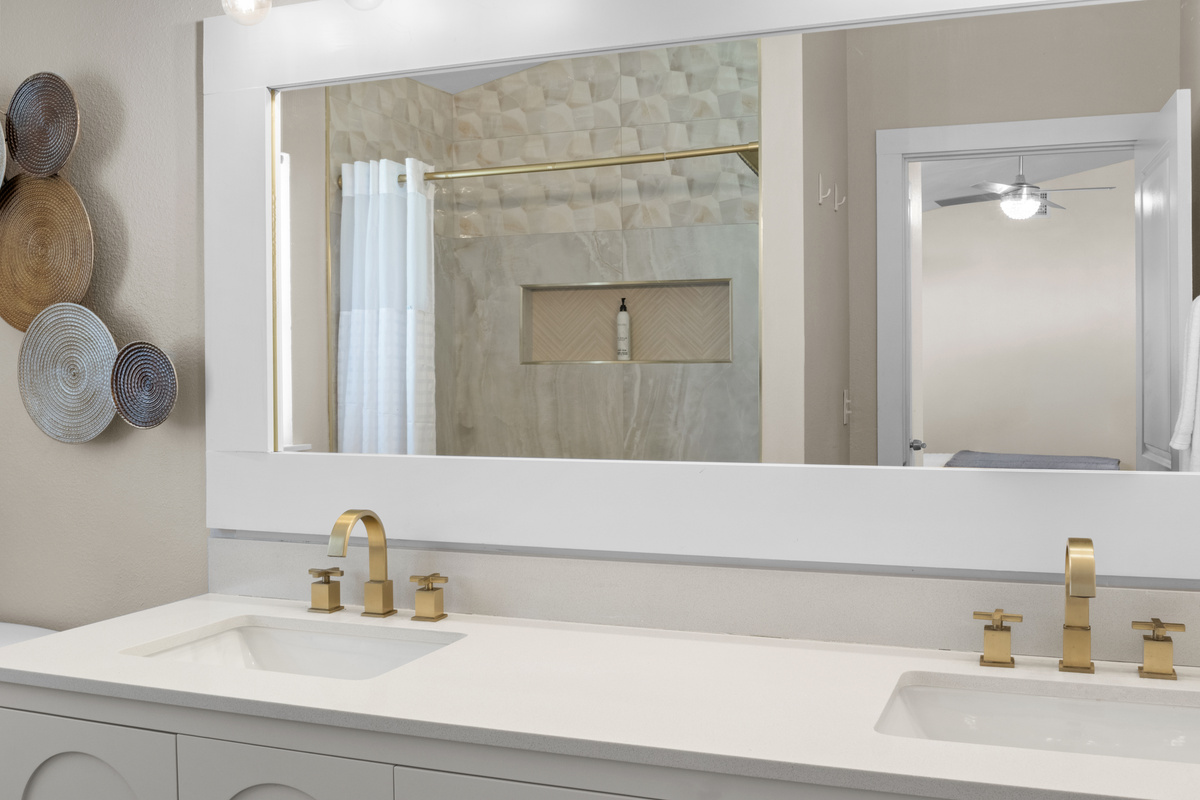 Crisp white cabinetry.