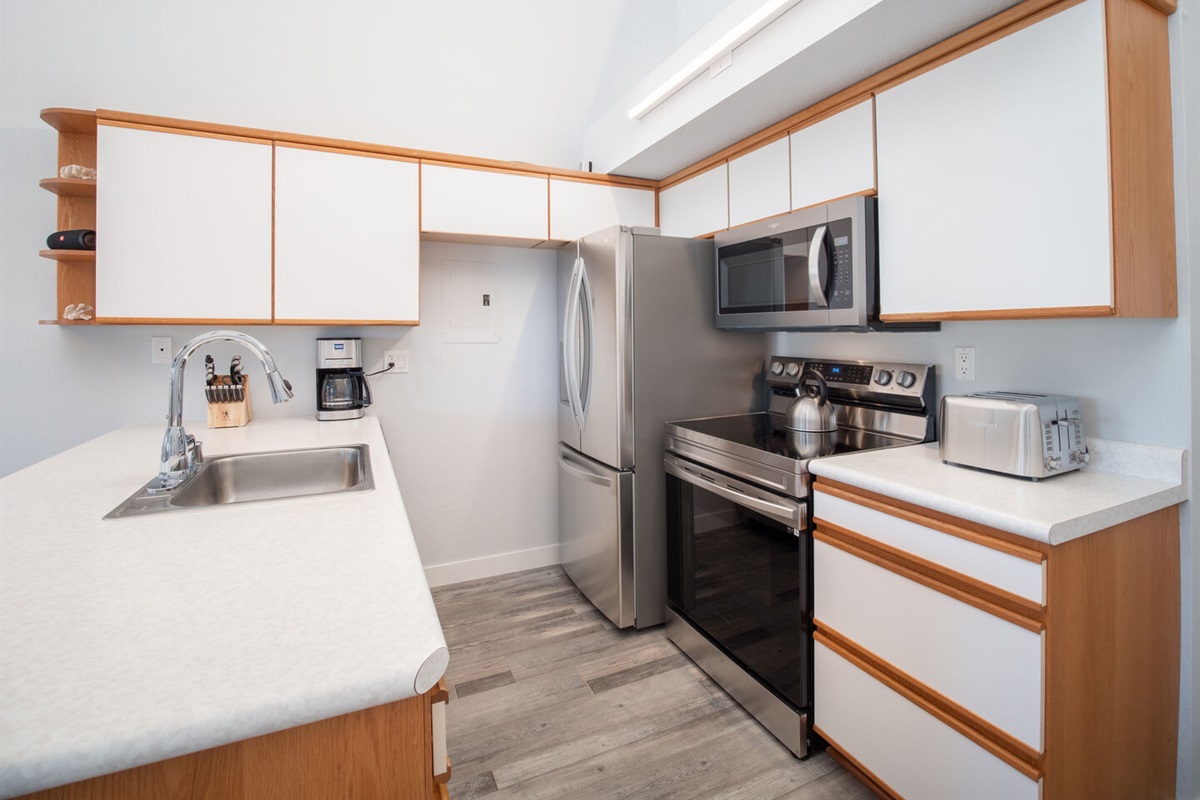 Kitchen with stainless steel appliances