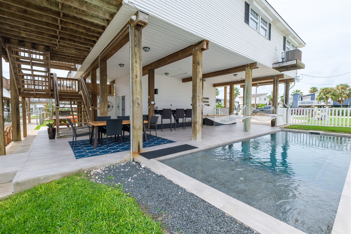 View of the pool from the Canal.  Can be heated upon request.