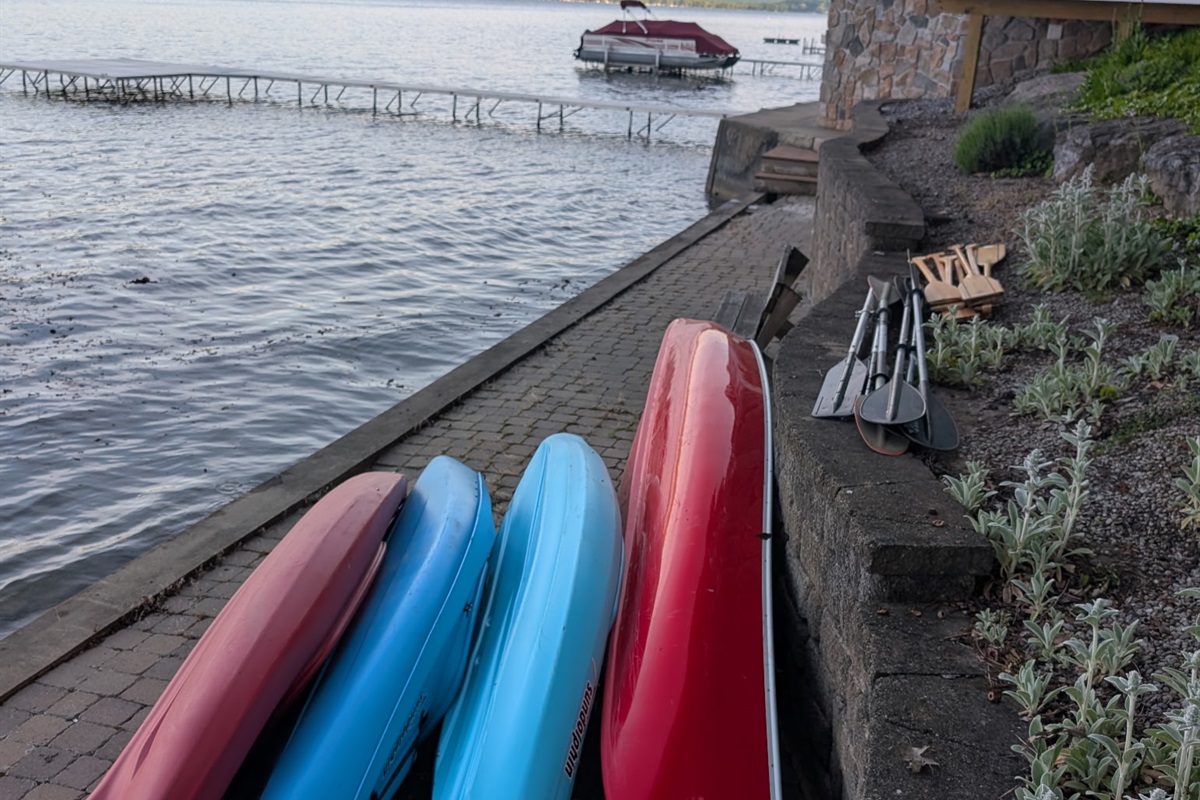 3 kayaks, 1 canoe