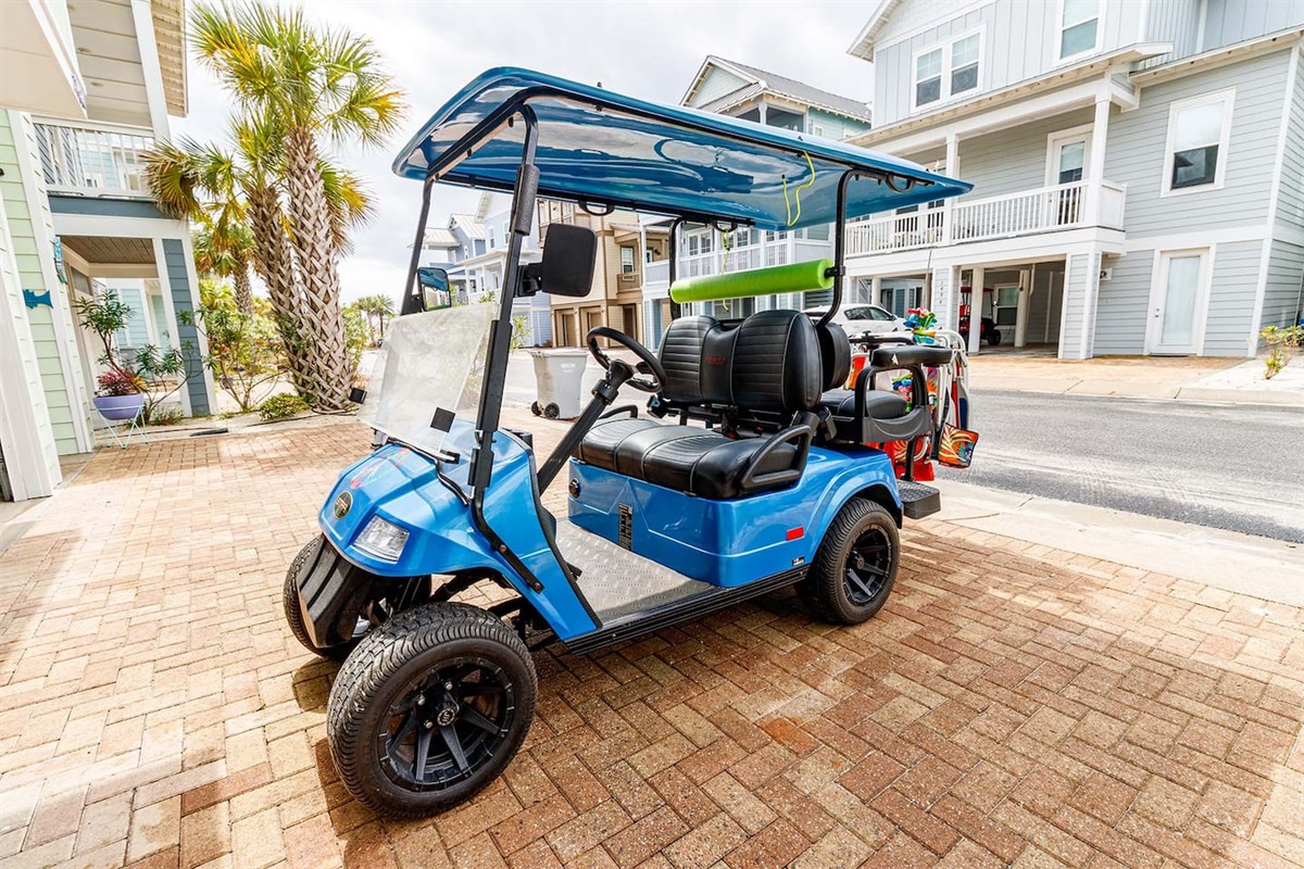 Golf cart is subject for rental.