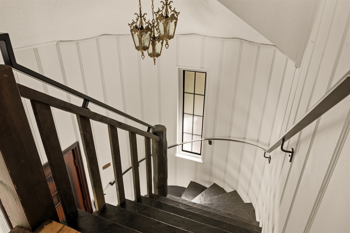 Unique spiral staircase connecting levels