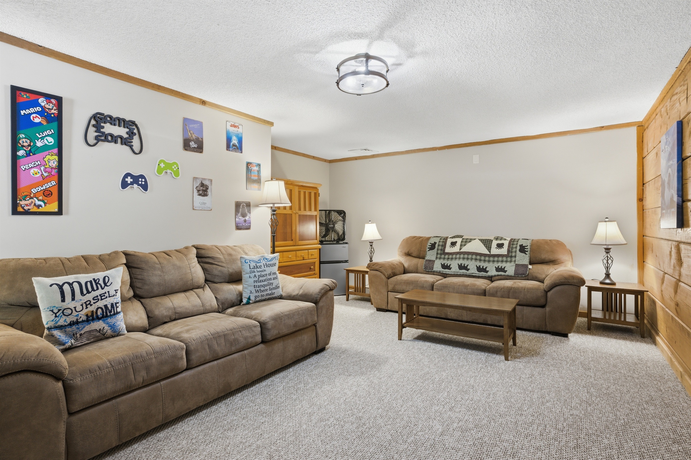 Two Pullout Couches-Theater Room with Attached Full Bathroom