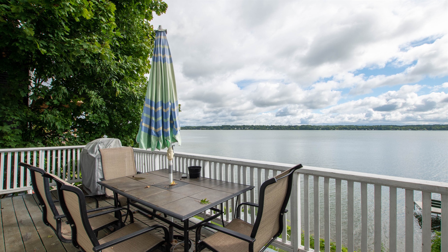 Perfect spot for morning coffee or sunset drinks overlooking the water.