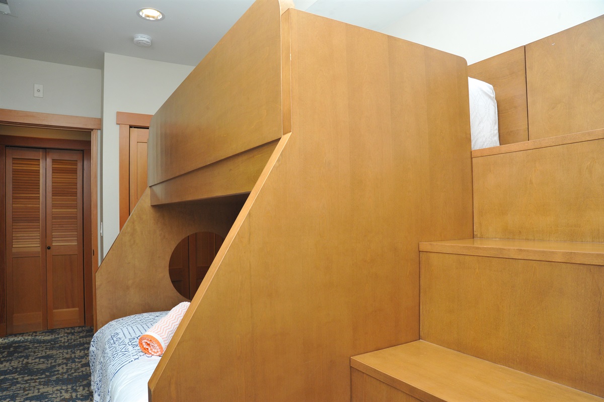 Bedroom #3 of 3: TV + Bunk beds: full sized bottom bunk with twin sized top bunk