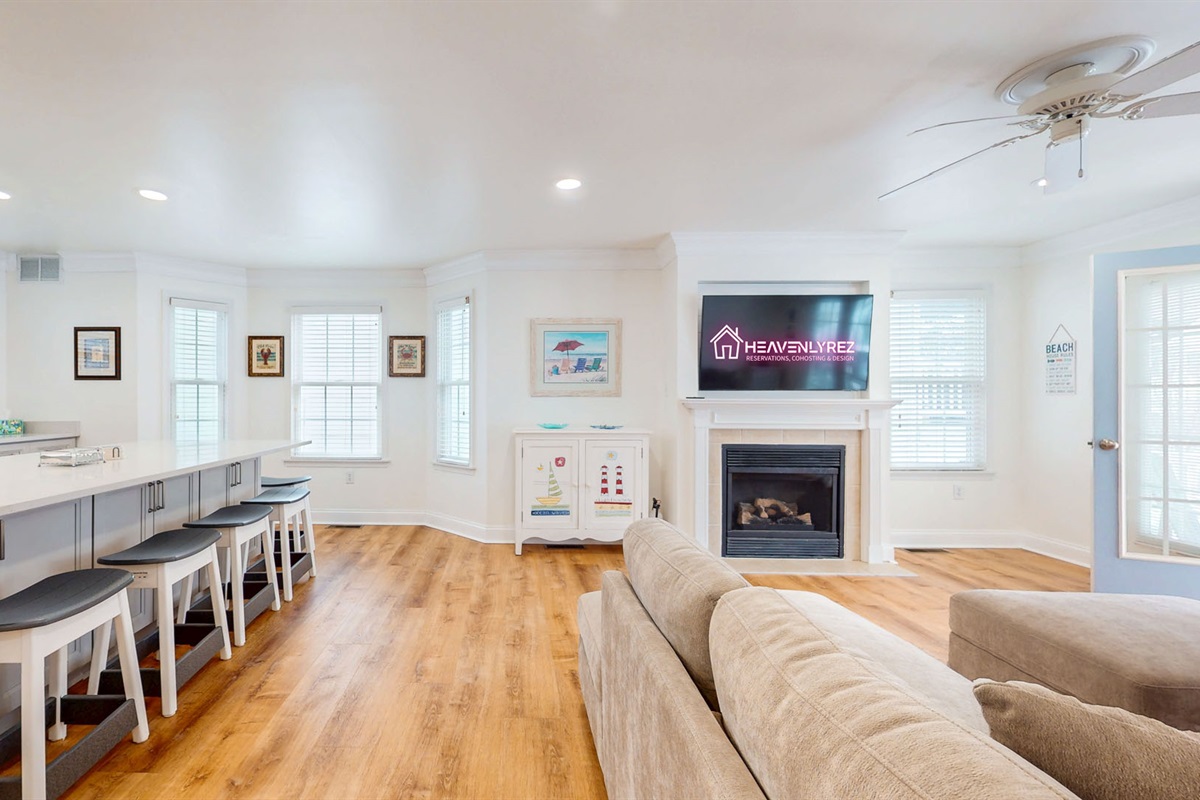 View of the living room area and dining area
