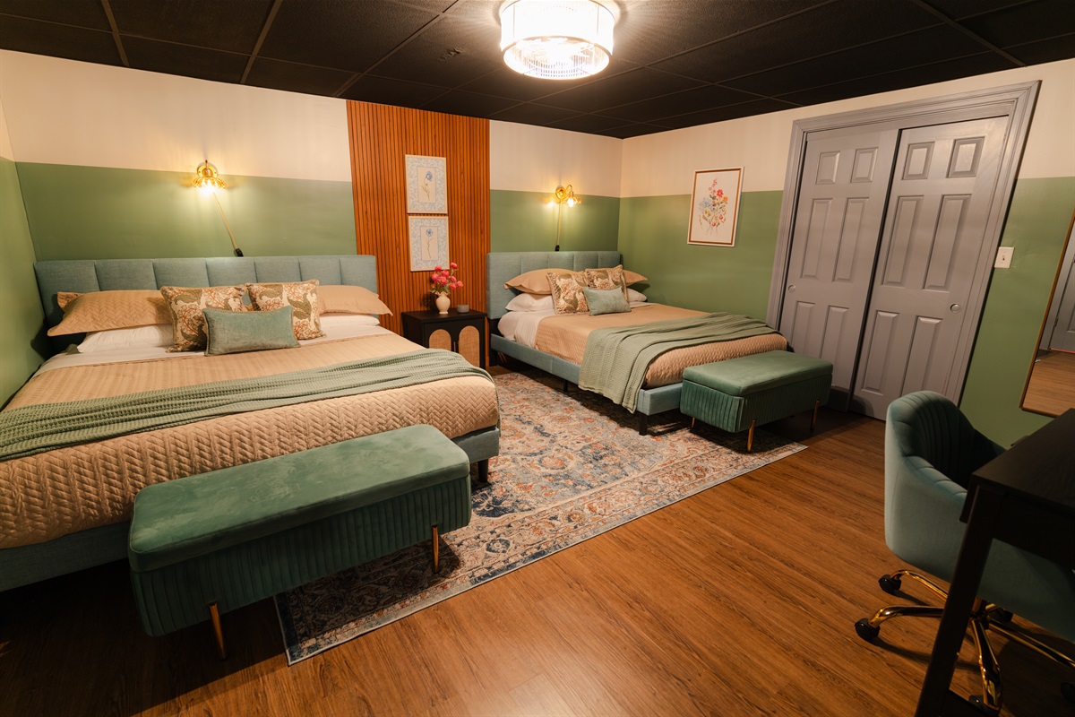 A spacious bedroom with two beds, giving your group plenty of room to sleep comfortably.