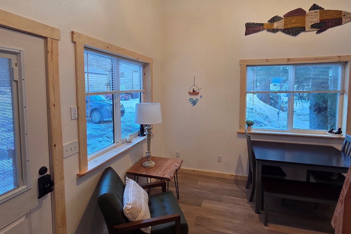 Main floor seating and dining area.