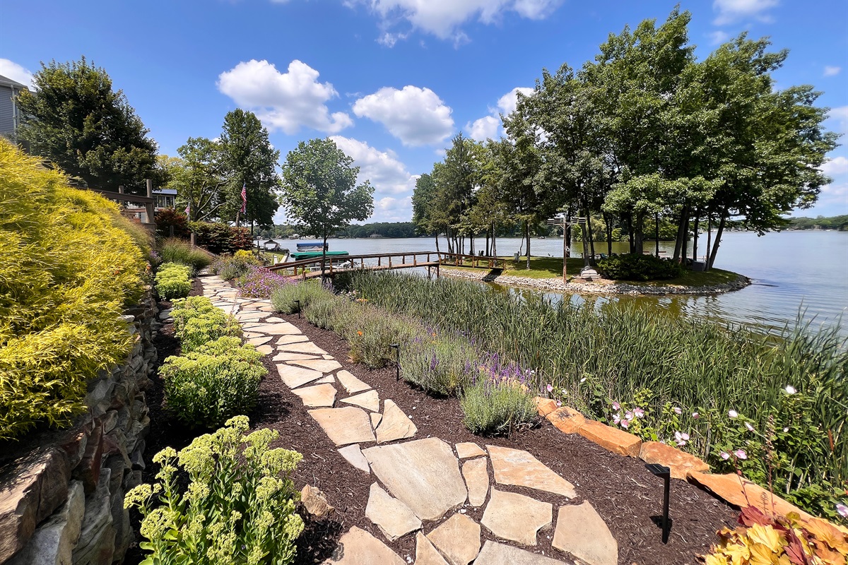 Lakefront Gardens with Island in Background