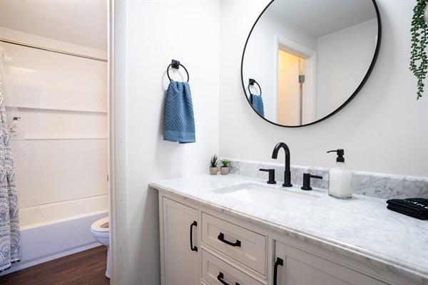 En suite master bath, newly remodeled.