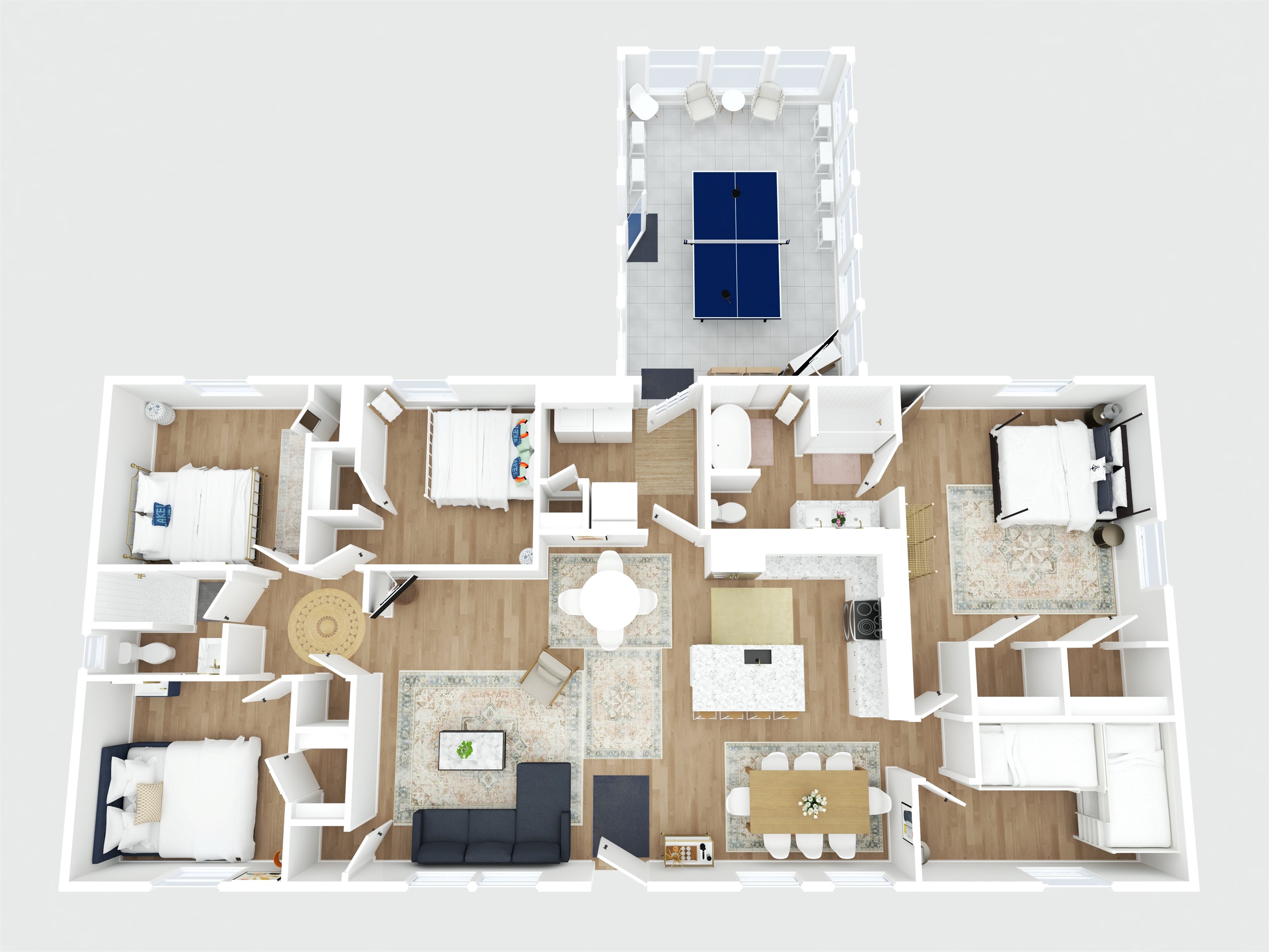 3d Renderong - Please note the trundle beds are not shown