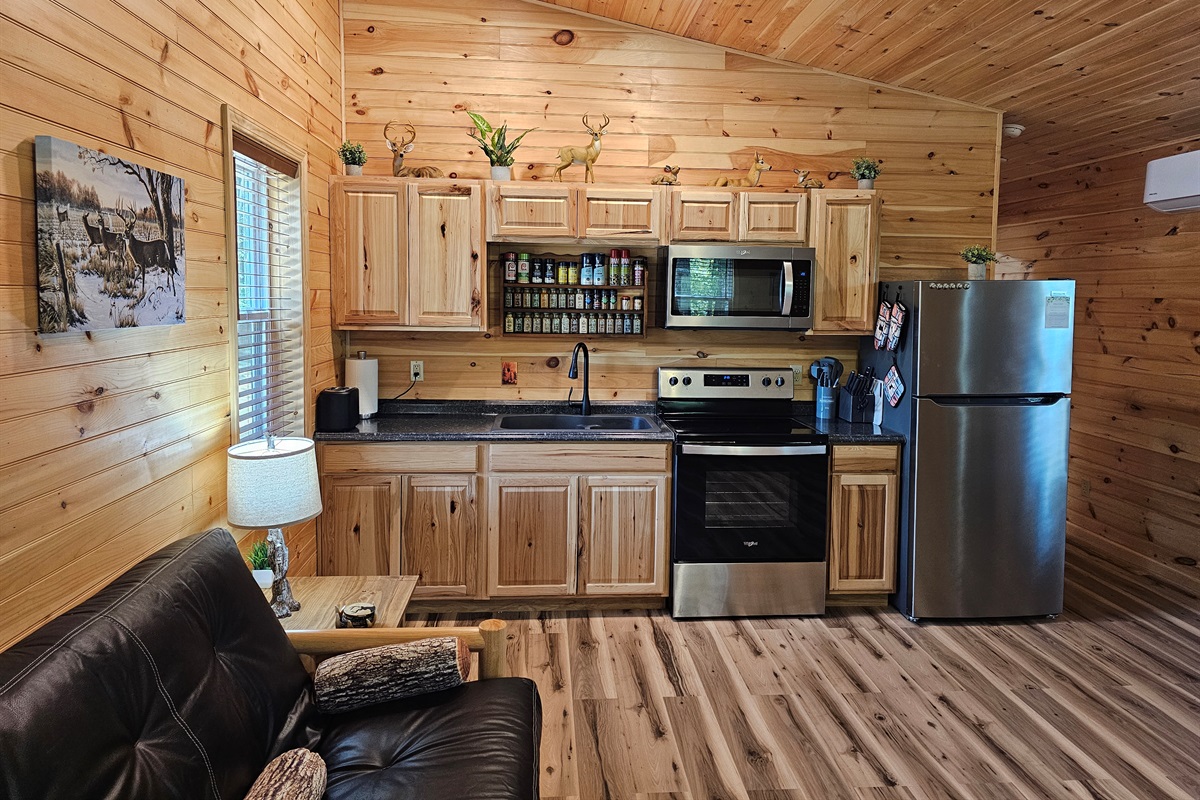 Cook together in a kitchen stocked with all the essentials — from morning coffee to midnight snacks.