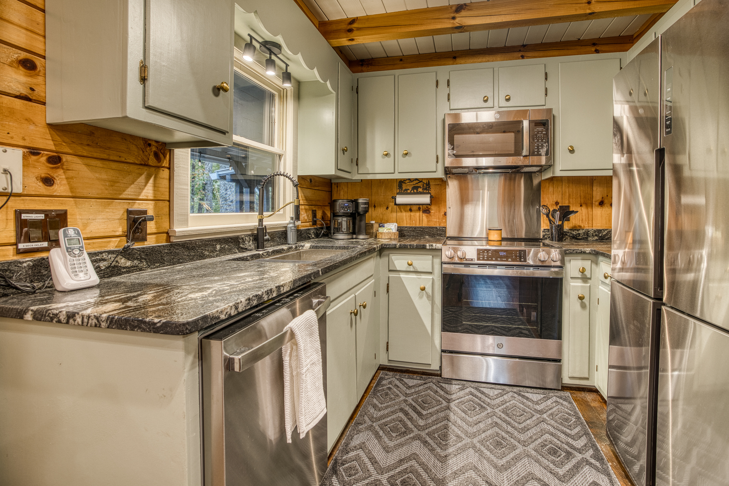 Kitchen with stainless appliances.