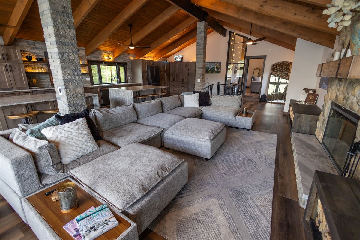 Large open concept great room for gathering together!