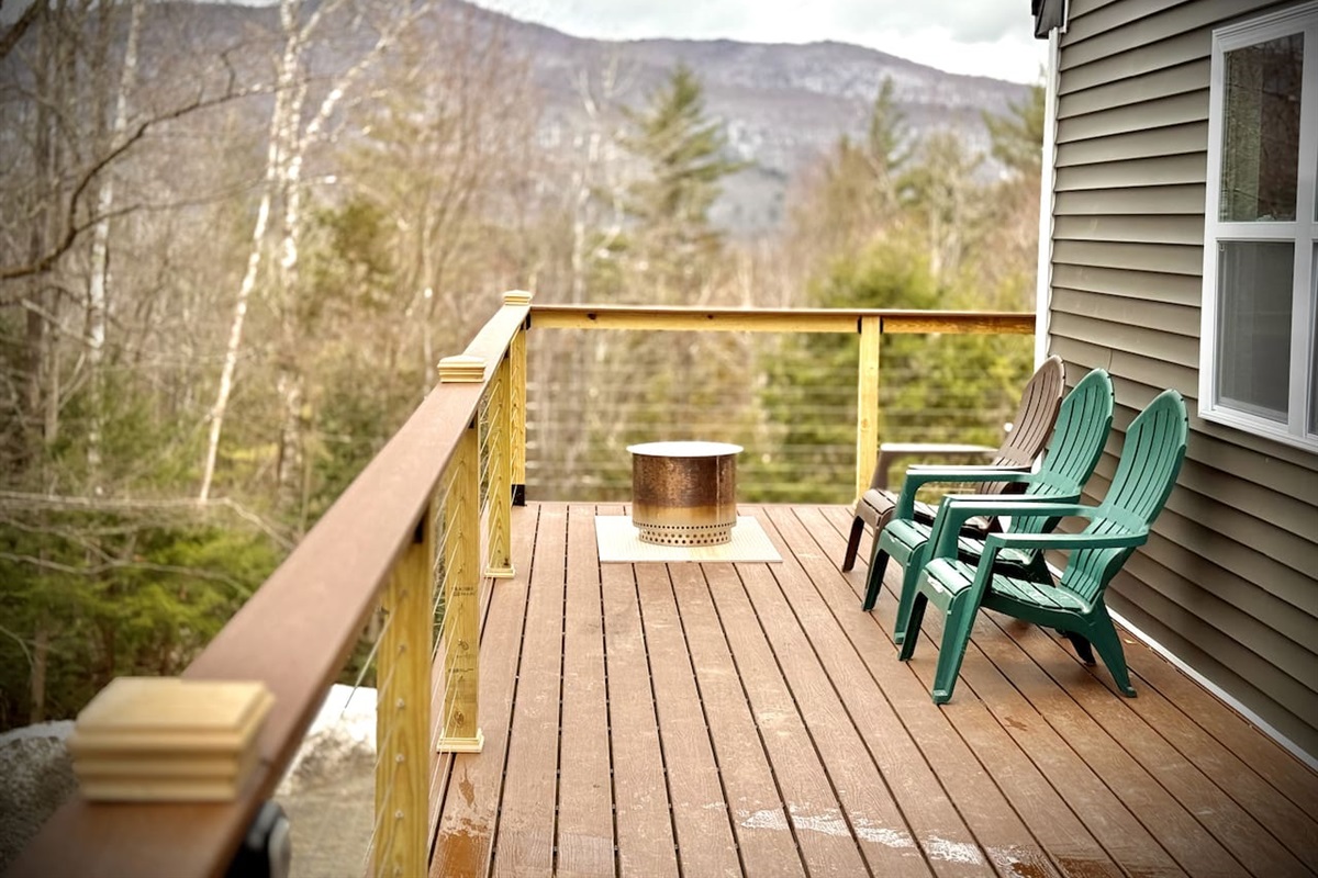 Unit A deck area with mountain views