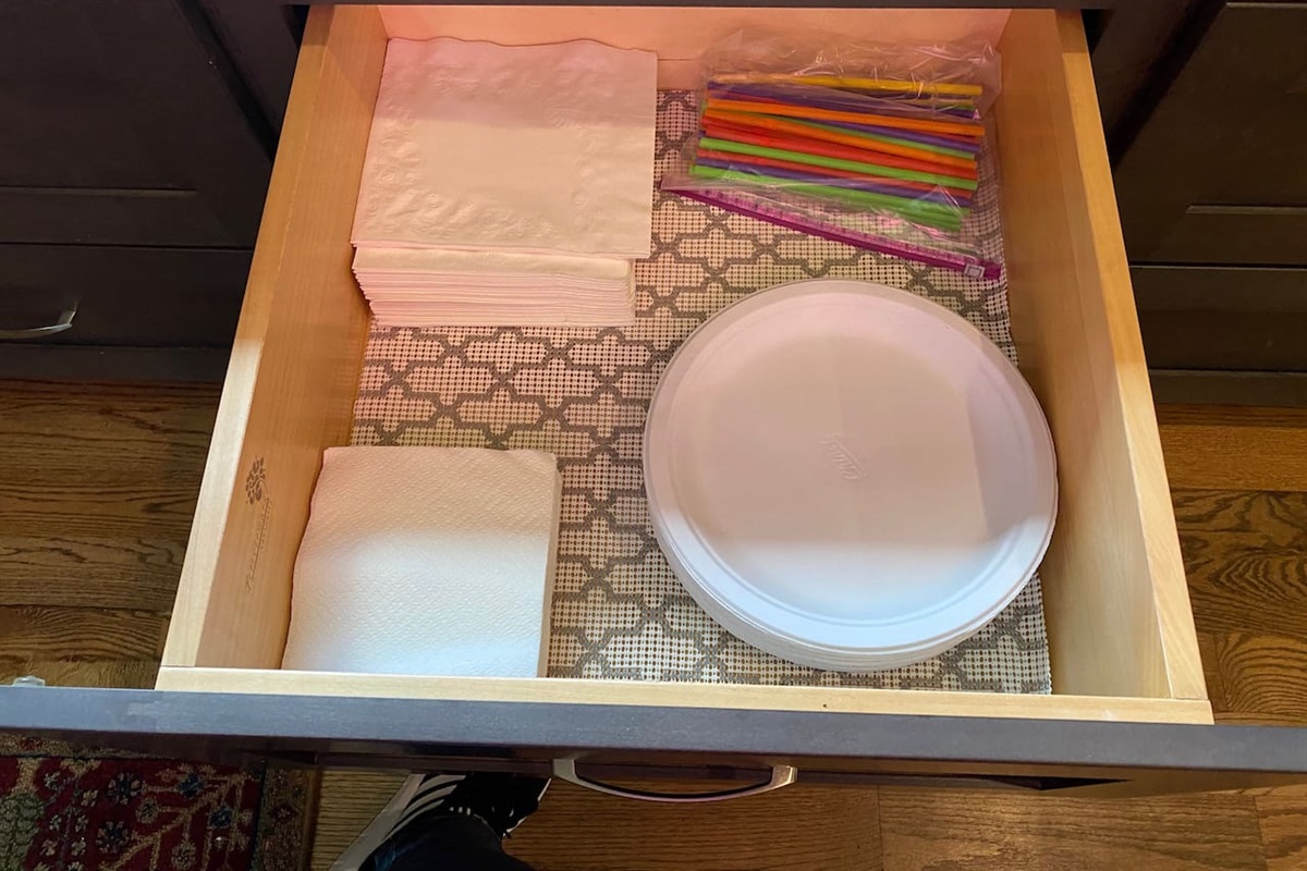 Paper plates/napkins and straws.