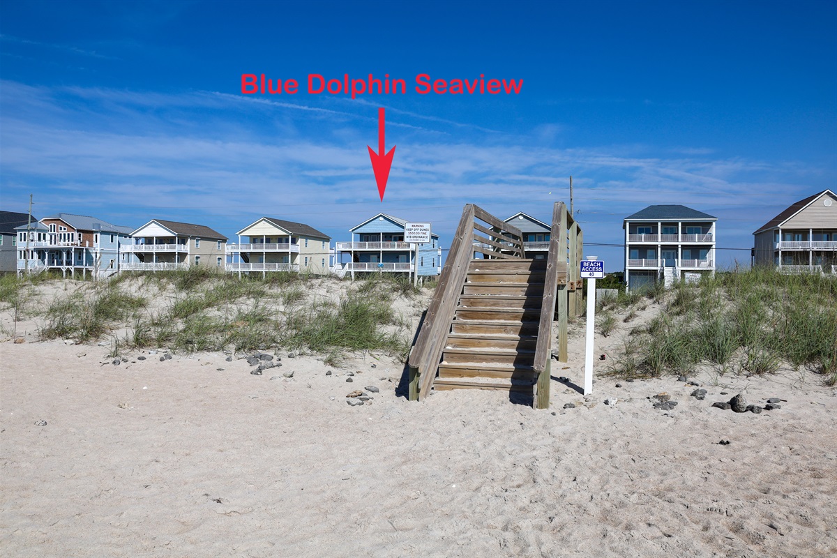Blue Dolphin SeaView location, from the beach