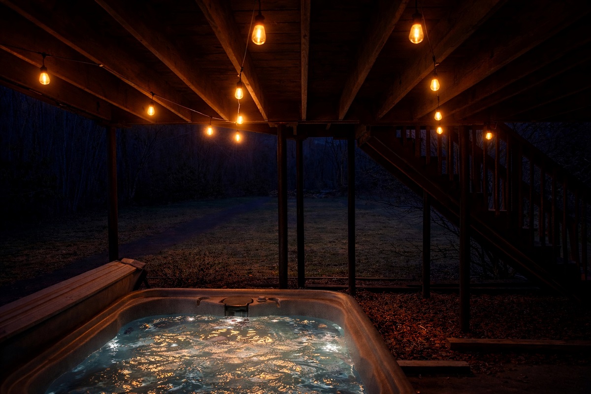 enjoy the hot tub before or after star gazing in the Smoky Mountains!