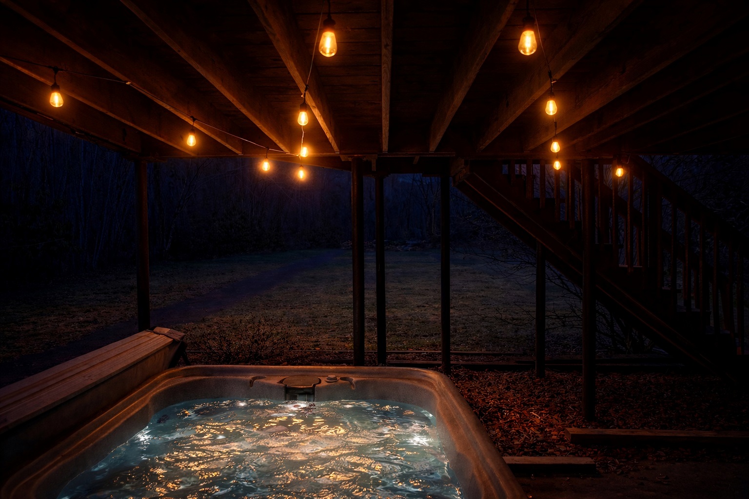 enjoy the hot tub before or after star gazing in the Smoky Mountains!