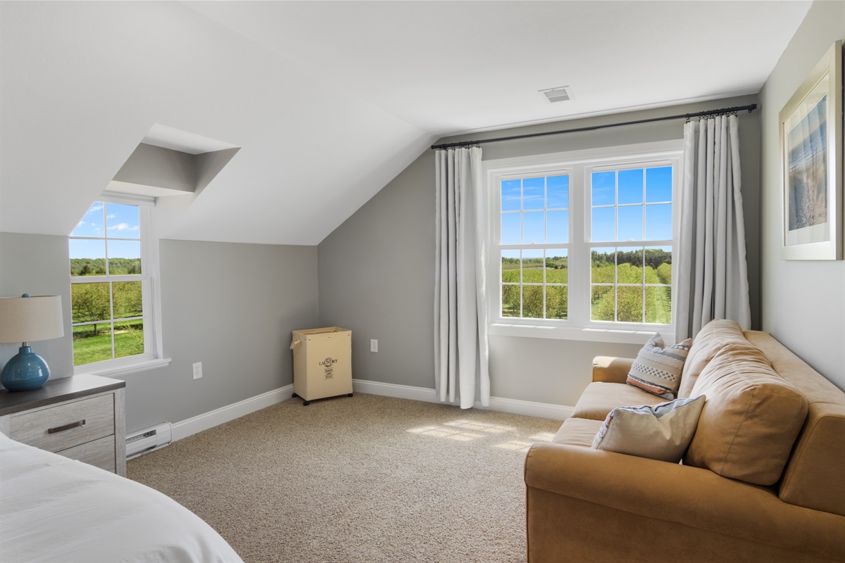 Cozy sitting nock with orchard views