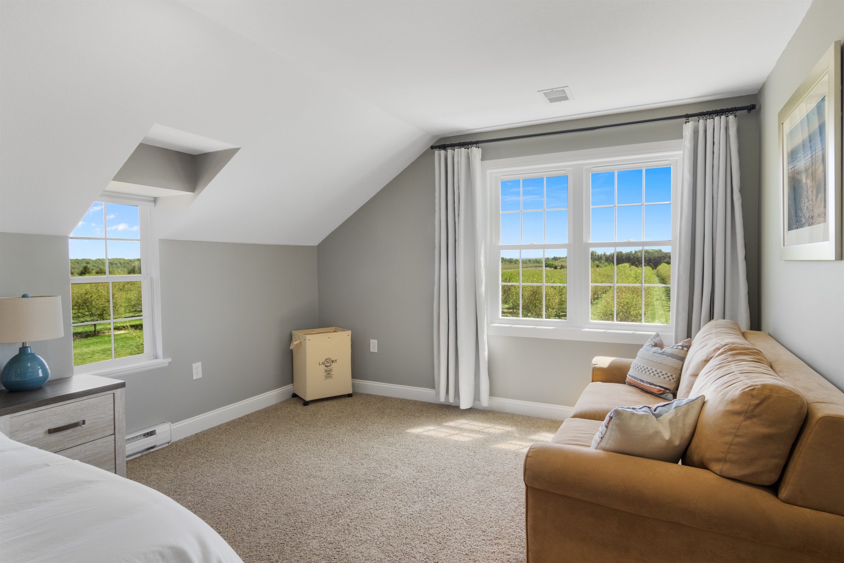 Cozy sitting nock with orchard views