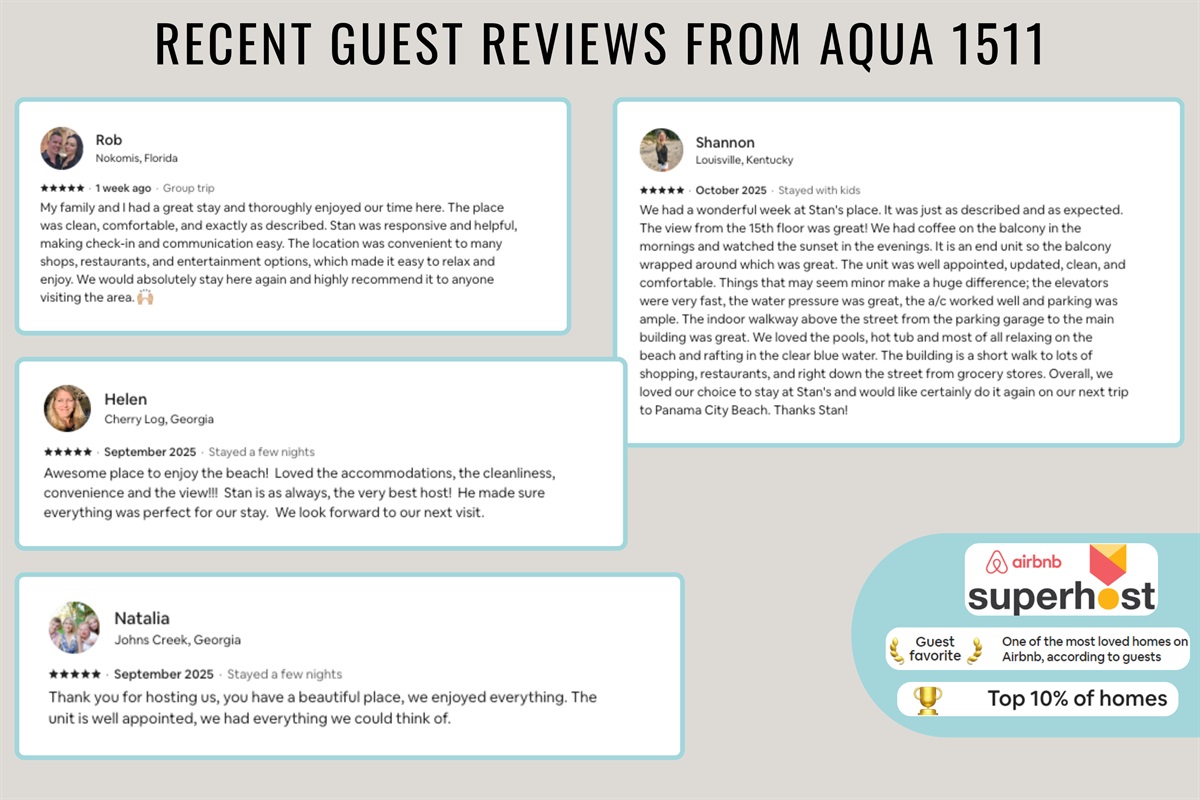 Recent reviews from happy guests show that you are in good hands!