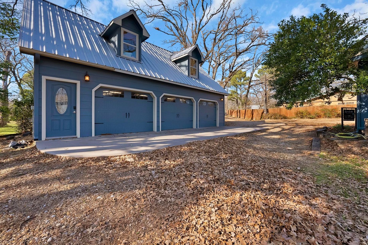 Classic lakehouse charm from the outside, with plenty of parking and easy access.