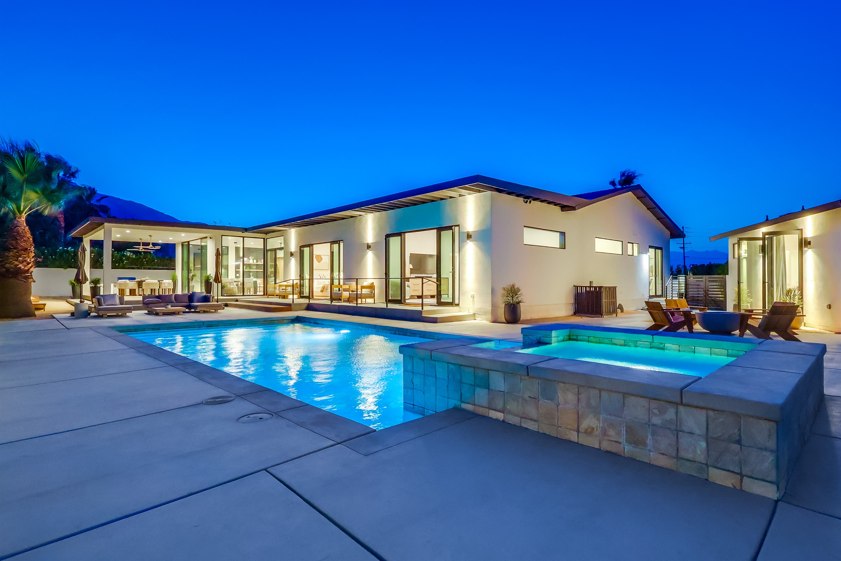 Salt water pool with lights