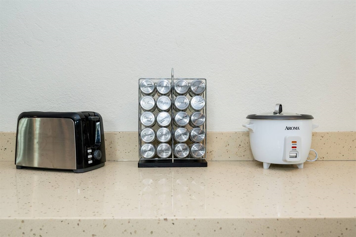 Spices, rice cooker and toaster
