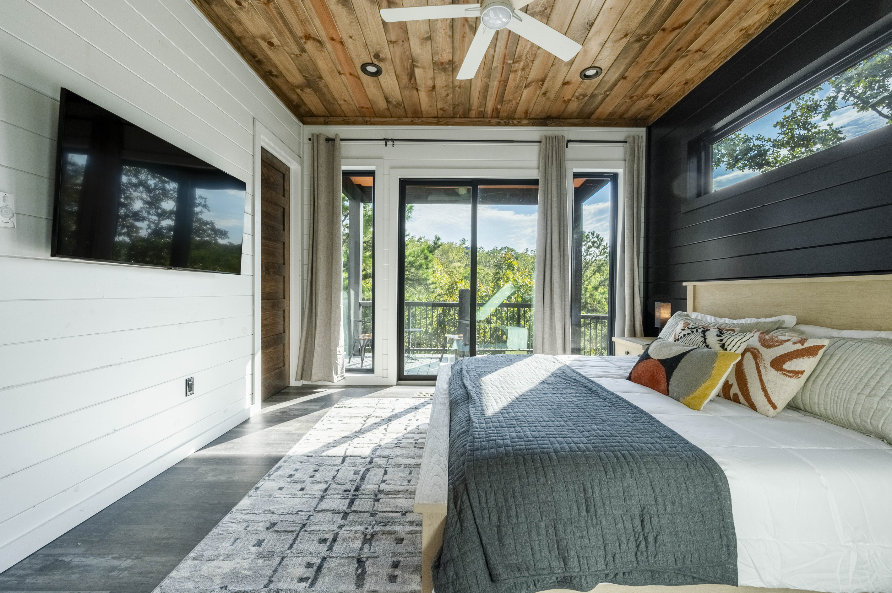 Wraparound deck with peaceful forest views