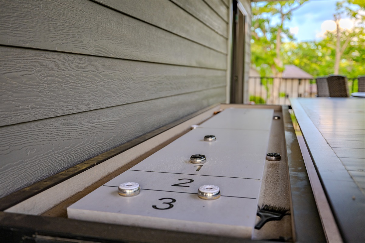 Shuffleboard game on the deck