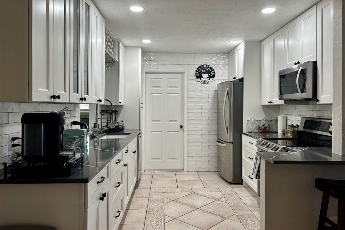 The kitchen is outfitted with all the essentials to make family meals together.