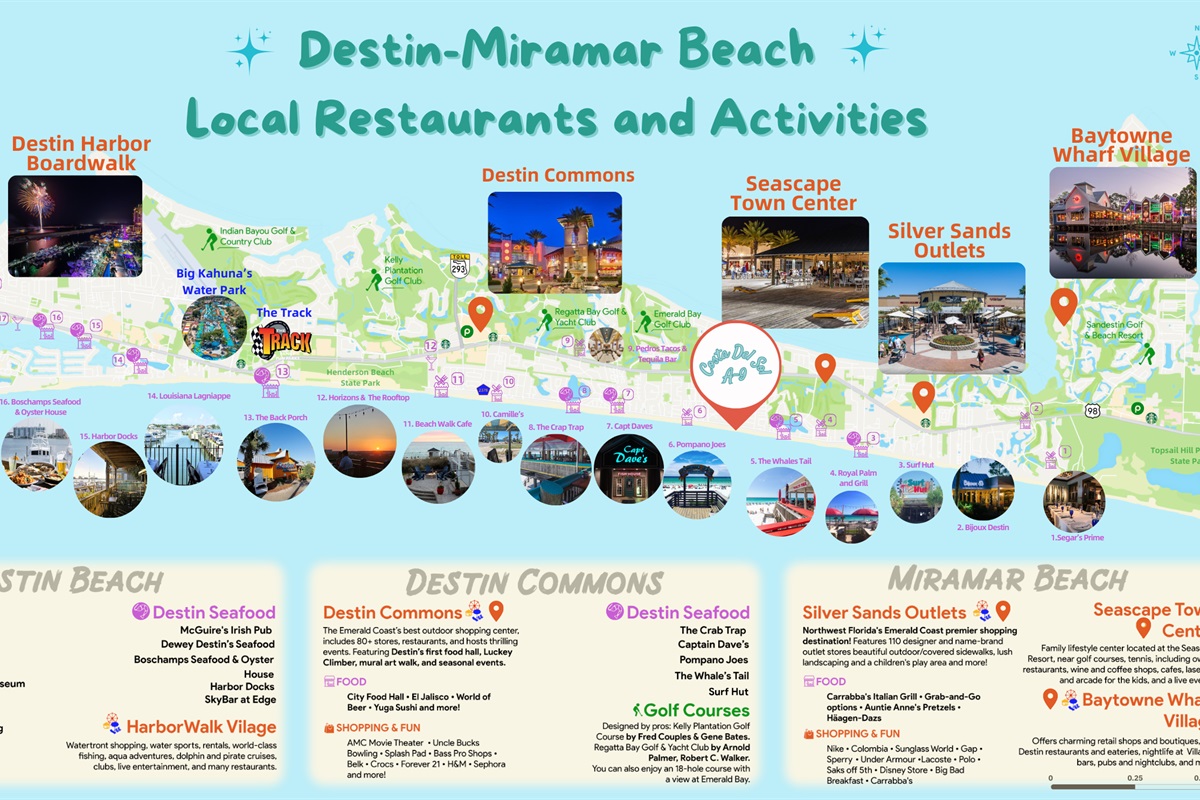 Costa Del Sol is centrally located and offers easy access to all the awesome shopping, dining, and attractions that Destin and Miramar Beach have to offer!