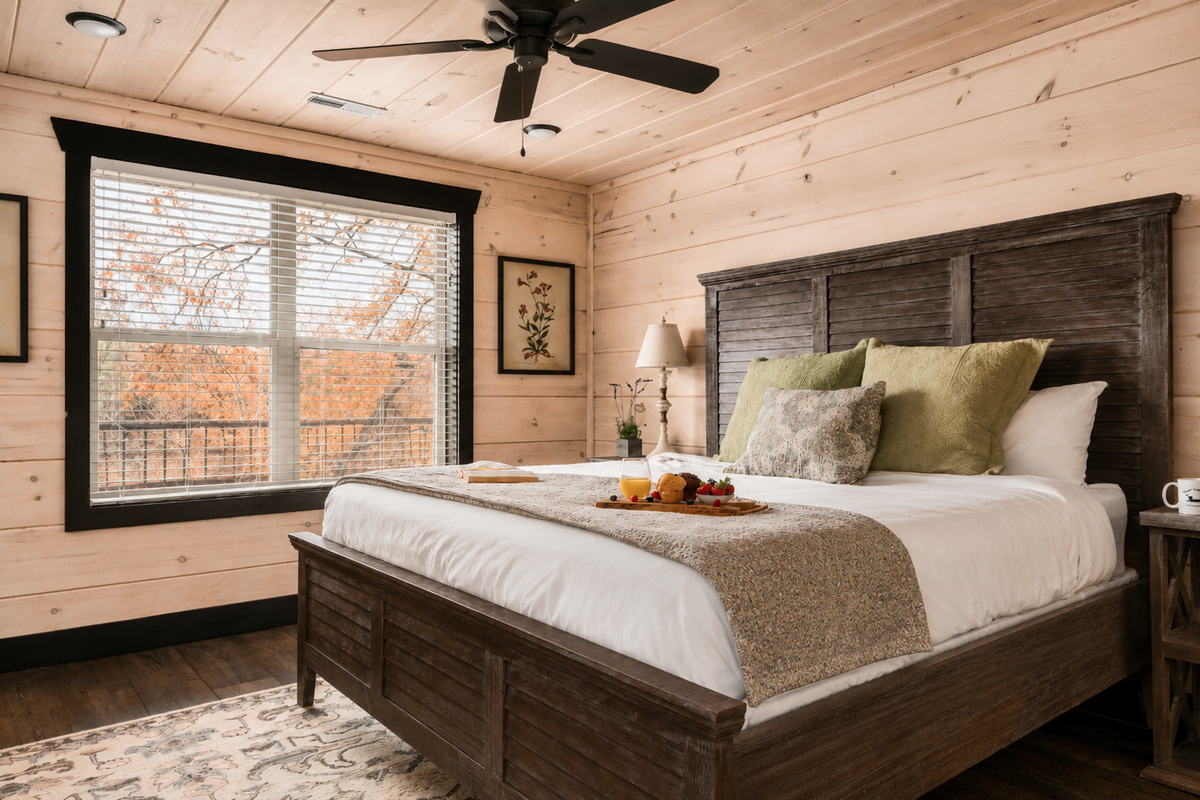 Our king-sized beds offer a great sleep after a busy day in nearby Pigeon Forge or at Dollywood.