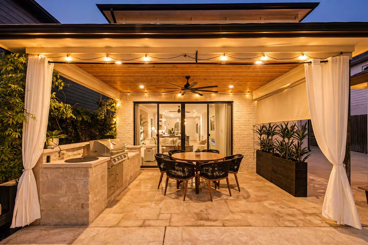 Covered patio perfect for dining and relaxing