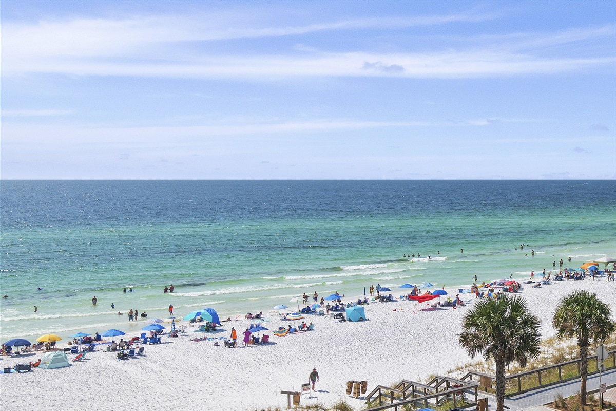 White sand beach right in front