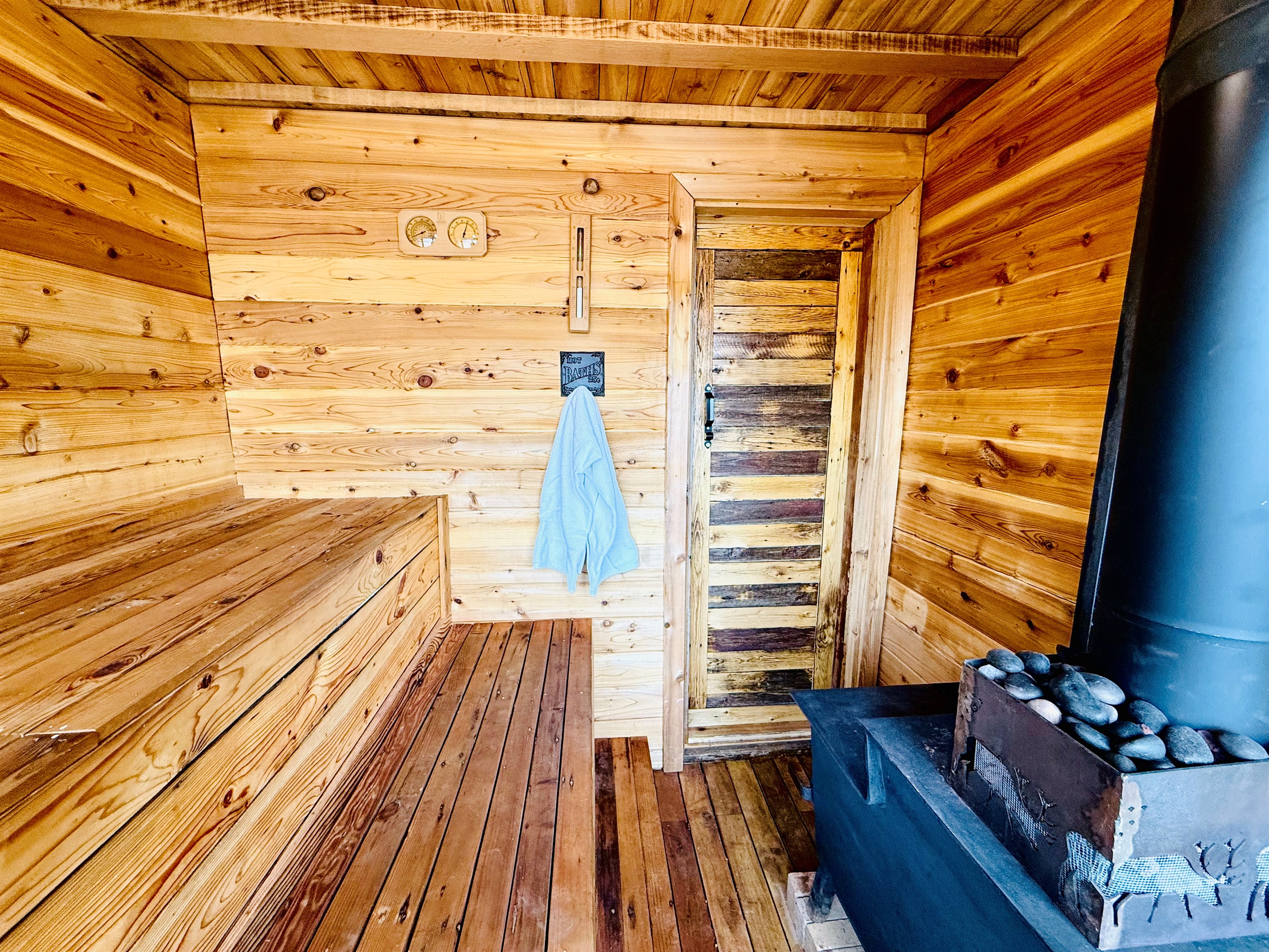 Wood burning sauna