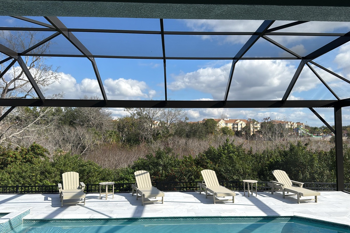 New extended pool deck with no rear neighbors!