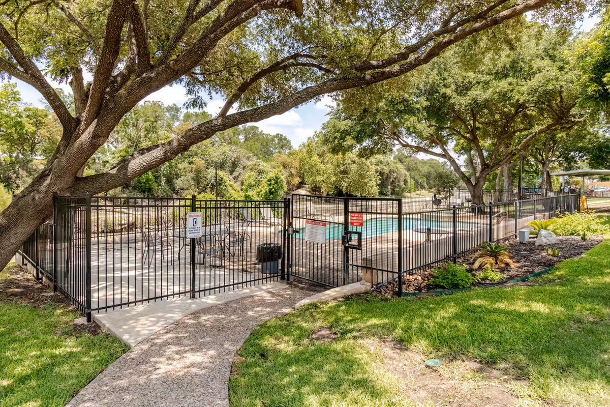 Pool overlooks Comal River