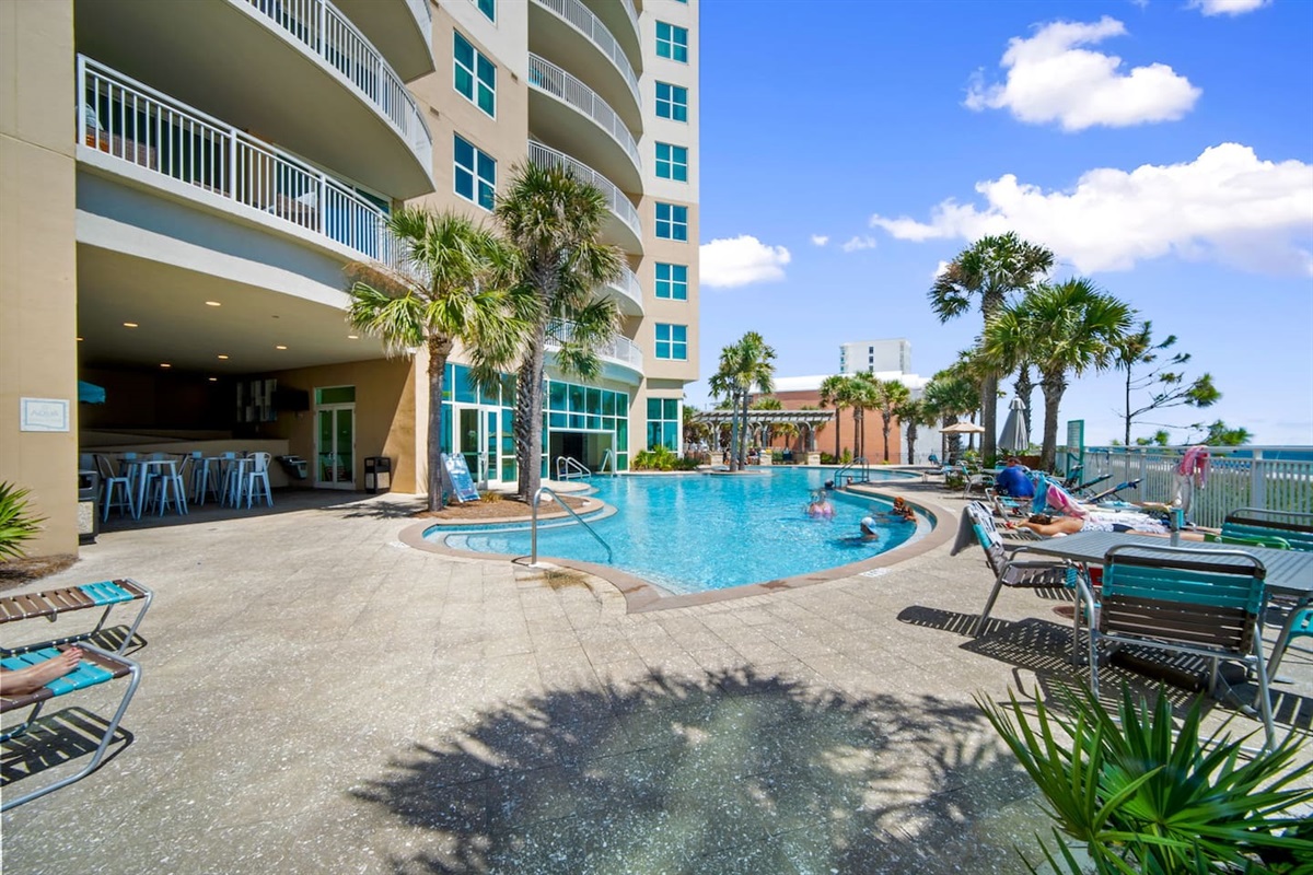 The indoor / outdoor pool from the outside.