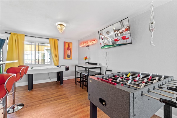 Foosball Fever: An Evening of Fun with the Added Thrill of a 50 Inch Roku TV! ⚽🔥