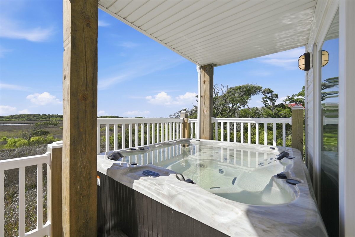 Soak in the hot tub while taking in peaceful ICW views!
