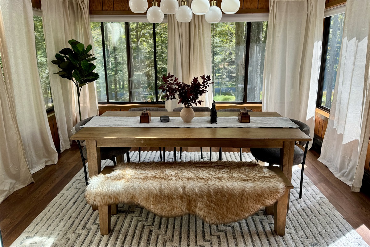 “Bright, minimalist dining space designed for connection.”