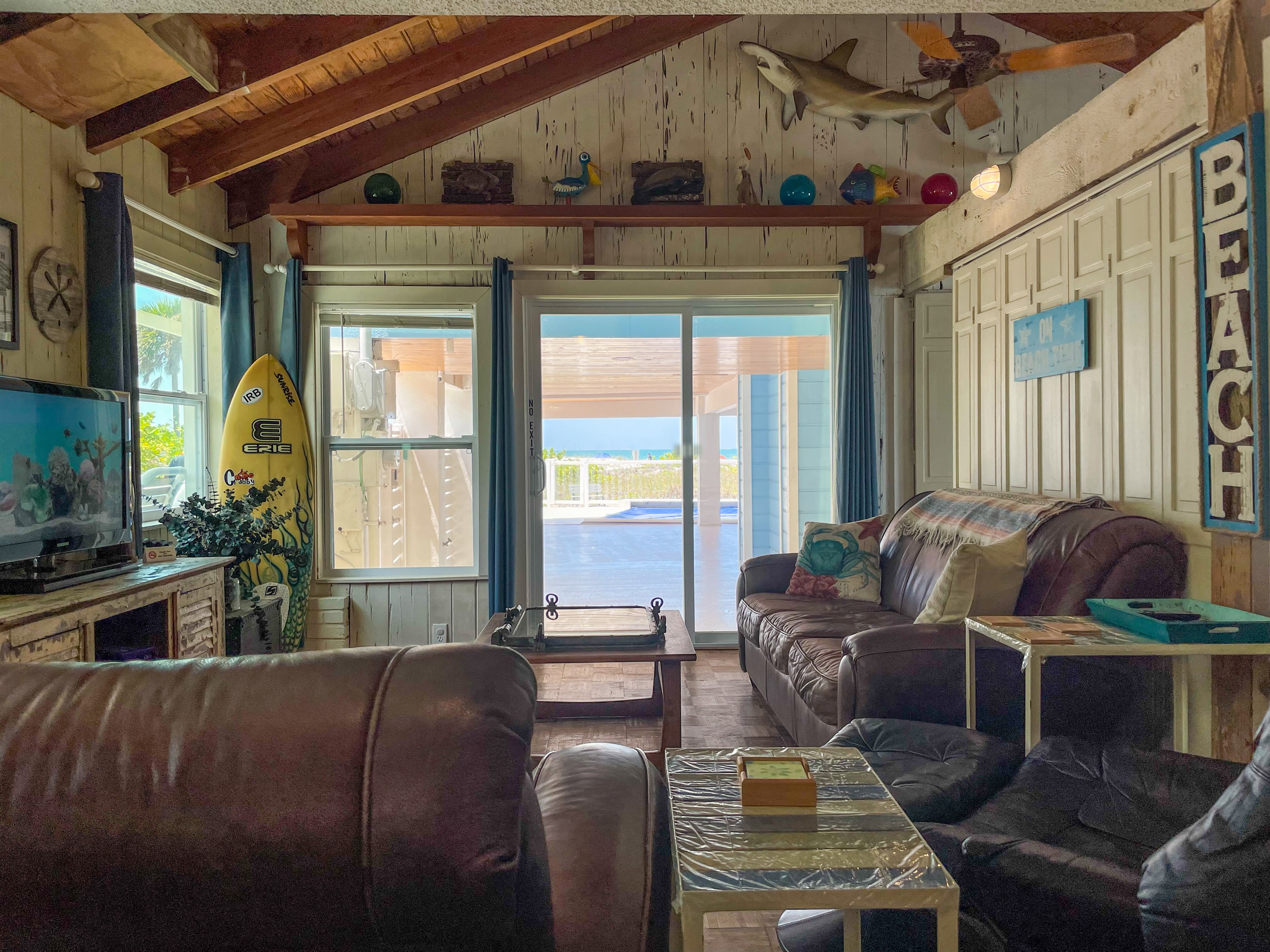 View from the Living Room of the Gulf of Mexico under the house in front.